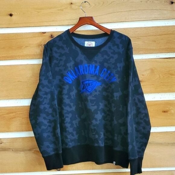 47 Brand Camo Embroidered Oklahoma City OKC Logo Long Sleeve Sz XL Sweatshirt - Picture 1 of 12